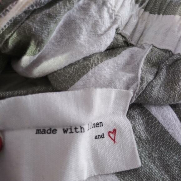 Beachlunchlounge Green Stripe Linen Wide Leg Crop Pull On Pants Size L - Picture 7 of 9